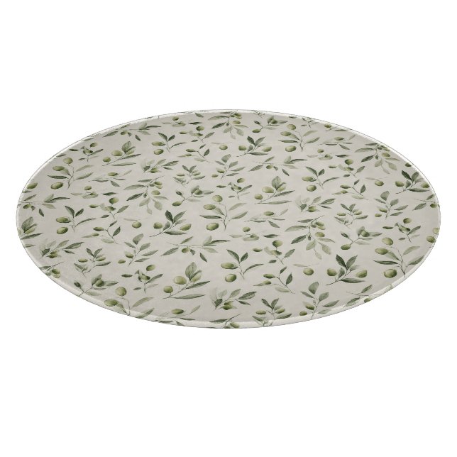 Planche À Découper Motif méditerranéen de la Branche d'Olivier rustiq (Coin)