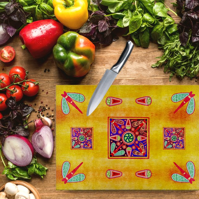 Planche À Découper Motif mexicain Huichol Golden & Purple Art (Créateur téléchargé)