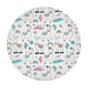 Planche À Découper Motif mignon de lama de bande dessinée