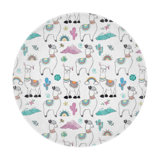 Planche À Découper Motif mignon de lama de bande dessinée (Devant)