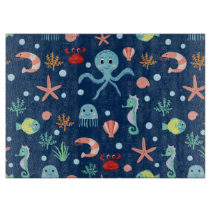 Planche À Découper Motif mignon de vie marine de l'océan