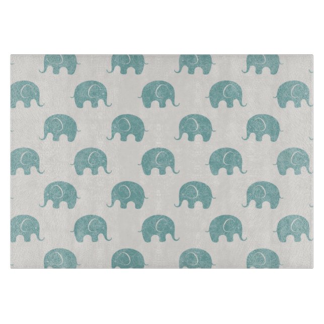 Planche À Découper Motif mignon turquoise d'éléphant (Devant)
