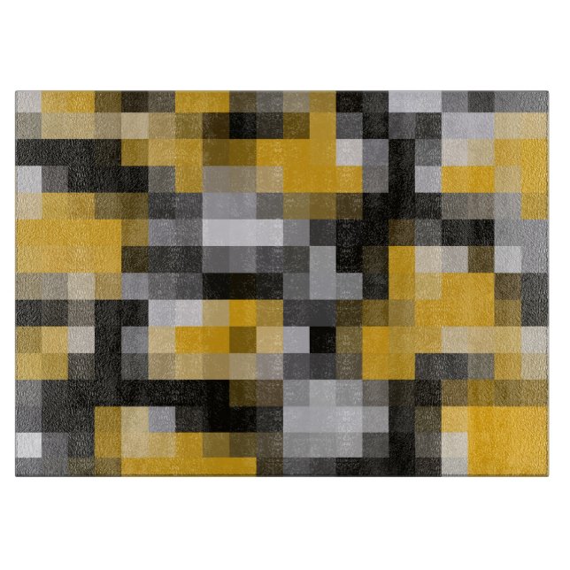 Planche À Découper Motif moderne en mosaïque jaune moderne (Devant)
