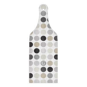 Planche À Découper Motif monogramme moderne à pois noir et blanc