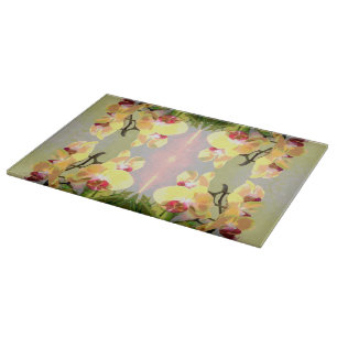 Planche À Découper Motif Orchidées Jaunes