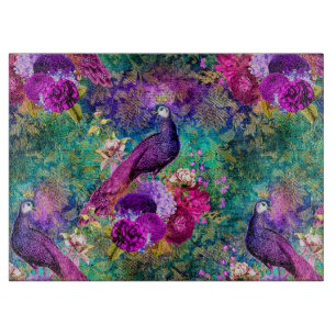 Planche À Découper Motif paon illustré vibrant