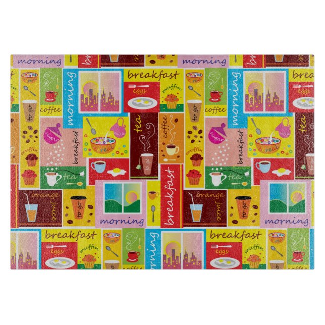 Planche À Découper Motif Petit Déjeuner Fantaisiste (Devant)