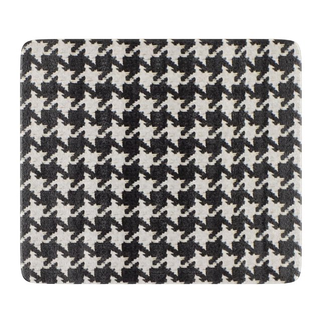 Planche À Découper Motif Pied-de-Poule Noir Blanc (Devant)