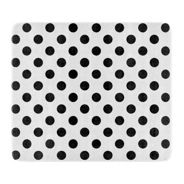 Planche À Découper Motif Pois noir sur blanc (Devant)