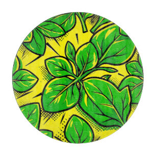 Planche À Découper Motif Pop Art de Feuilles Vertes Vibrantes