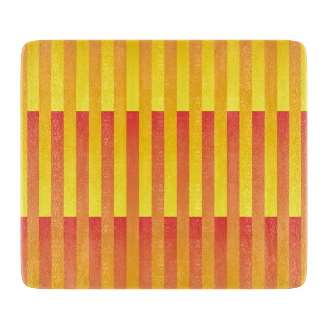 Planche À Découper Motif rayé orange jaune (Devant)
