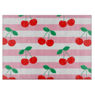Planche À Découper Motif Rayure Cerise – Cadeau & Décoration de Fruit