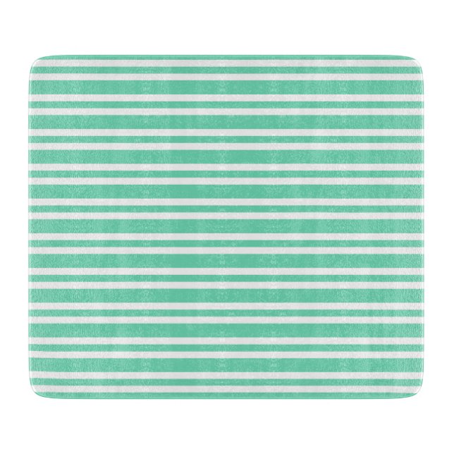 Planche À Découper Motif Rayures Blanches Aquamarine (Devant)