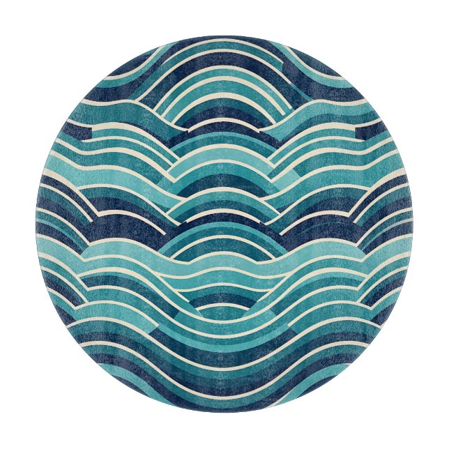 Planche À Découper Motif répétitif de vagues océaniques géométriques  (Devant)