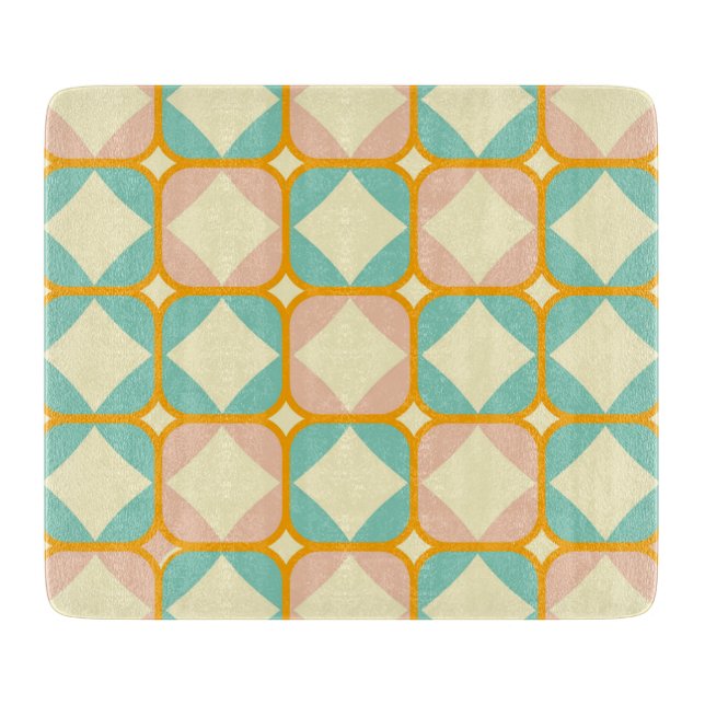 Planche À Découper Motif rétro continu avec des carrés arrondis (Devant)