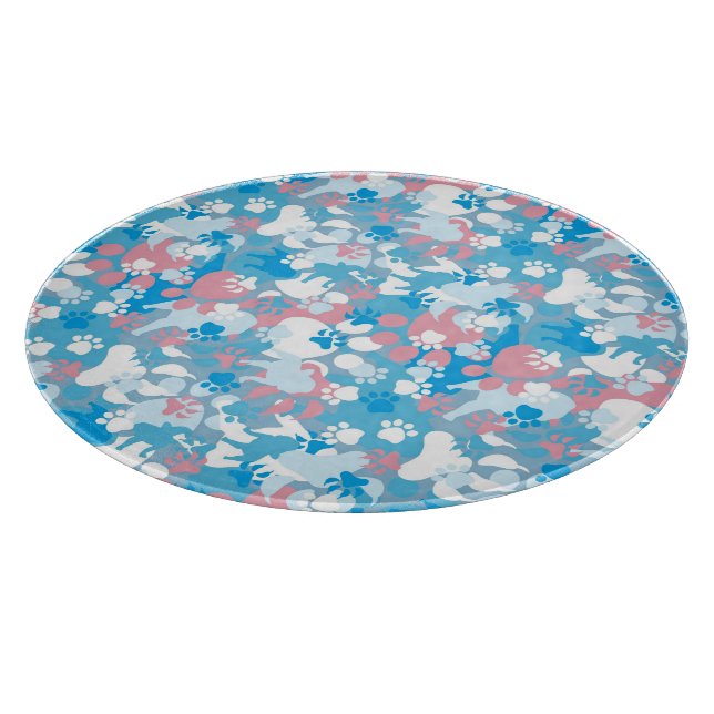 Planche À Découper Motif rose et bleu de chien de camouflage (Coin)