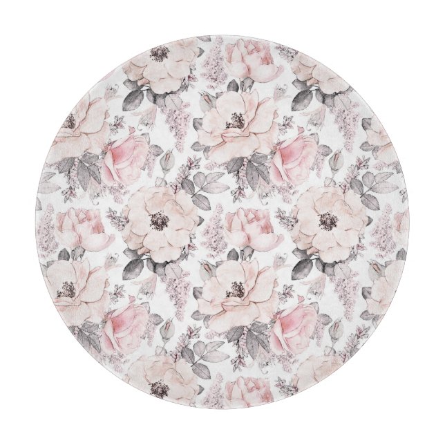 Planche À Découper Motif rose et gris classique (Devant)