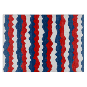 Planche À Découper Motif Rouge, Blanc et Bleu