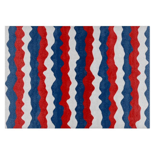 Planche À Découper Motif Rouge, Blanc et Bleu (Devant)