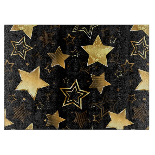 Planche À Découper Motif sans couture avec étoiles d'or (Devant)