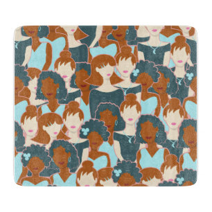 Planche À Découper Motif sans couture avec filles noires et blanches