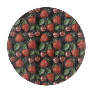 Planche À Découper Motif sans couture avec fraises et cerises
