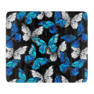 Planche À Découper Motif sans couture foncé avec papillons bleus Morp