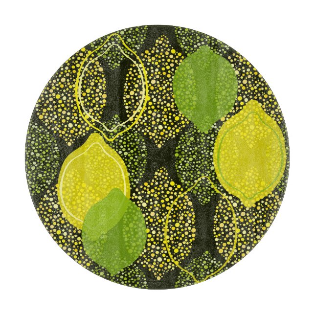 Planche À Découper Motif sans soudure au citron et à la chaux. (Devant)