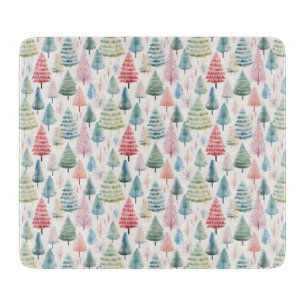 Planche À Découper Motif sapins de Noël pastel colorés