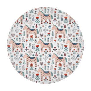 Planche À Découper Motif scandinave d'art populaire de cheval