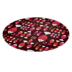 Planche À Découper Motif sous-marin de rétros poissons abstraits