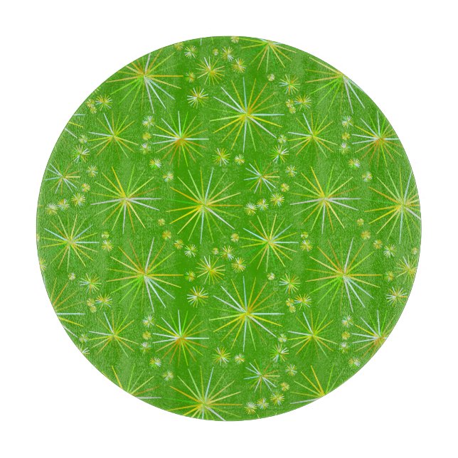 Planche À Découper Motif Spoutnik du milieu du siècle, Vert olive (Devant)