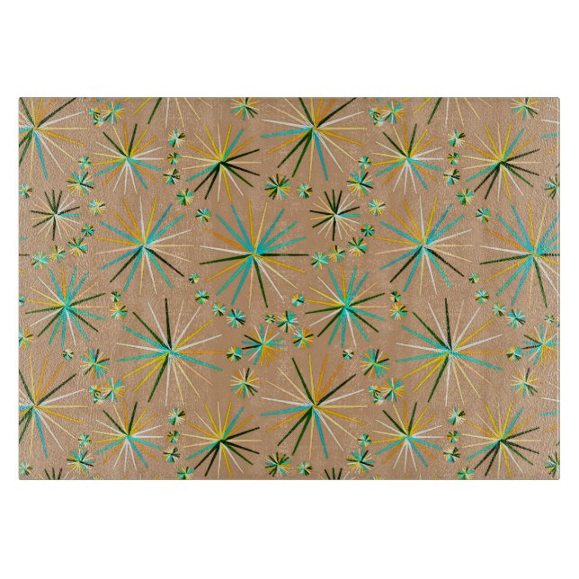 Planche À Découper Motif Sputnik Milieu du Siècle, Taupe Brun (Devant)