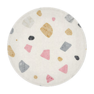 Planche À Découper Motif Terrazzo Abstrait Rose Gris Or