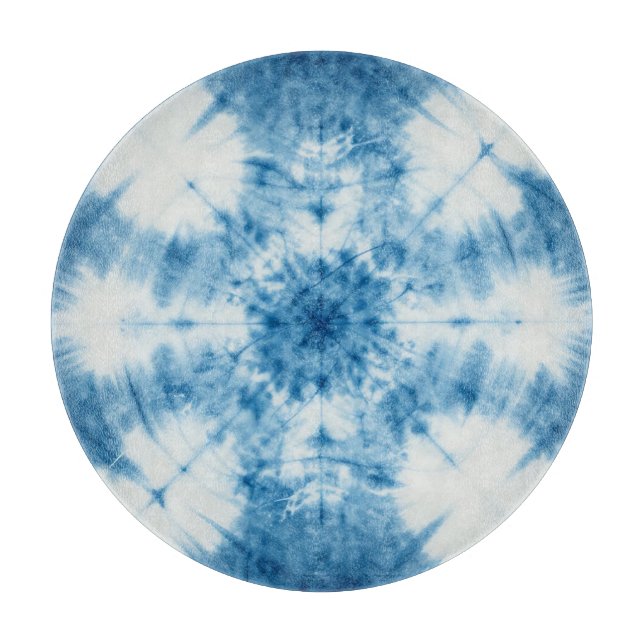 Planche À Découper Motif Tie & Dye Shibori Bleu Indigo (Devant)