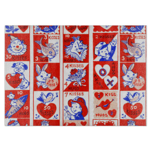 Planche À Découper Motif timbre de la Saint-Valentin vintage des anné