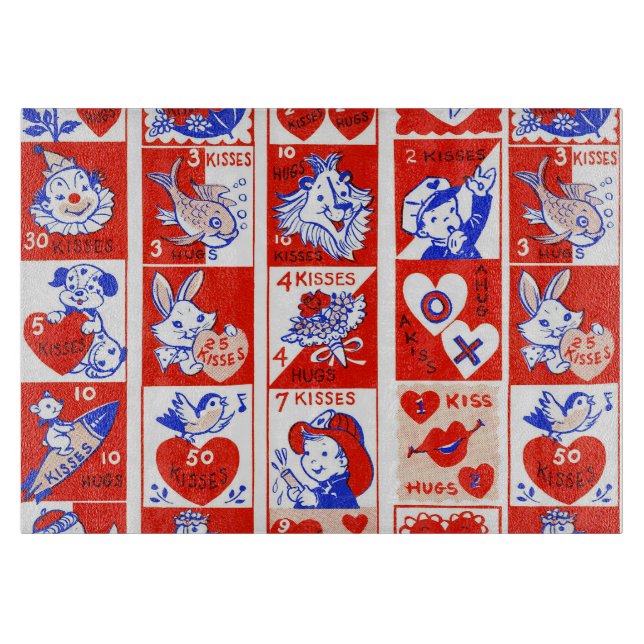 Planche À Découper Motif timbre de la Saint-Valentin vintage des anné (Devant)
