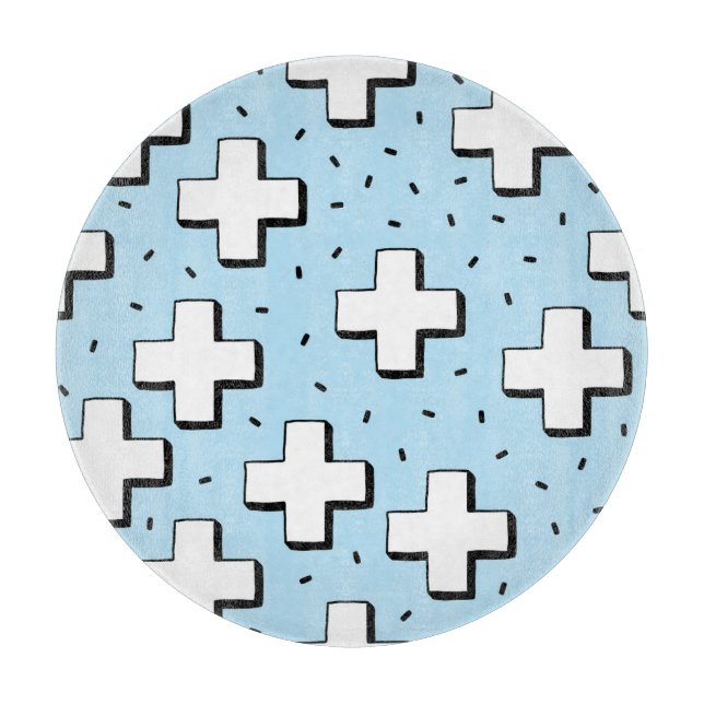 Planche À Découper Motif tiré à la main avec panneaux Plus. (Devant)
