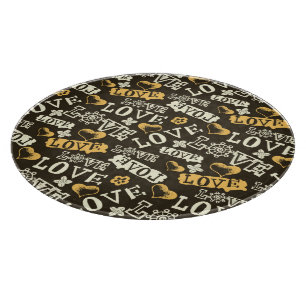 Planche À Découper Motif tiré par la main d'amour