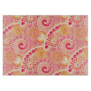 Planche À Découper Motif tourbillon fractal, corail, pêche