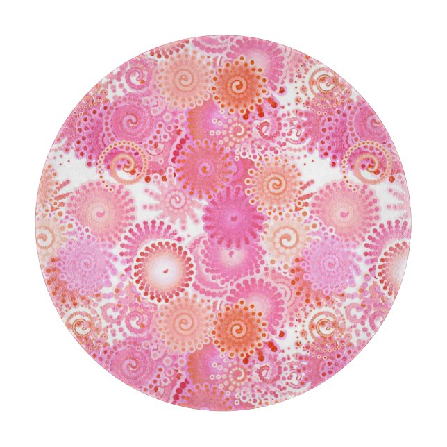 Planche À Découper Motif tourbillon fractal, nuances de rose et de co (Devant)