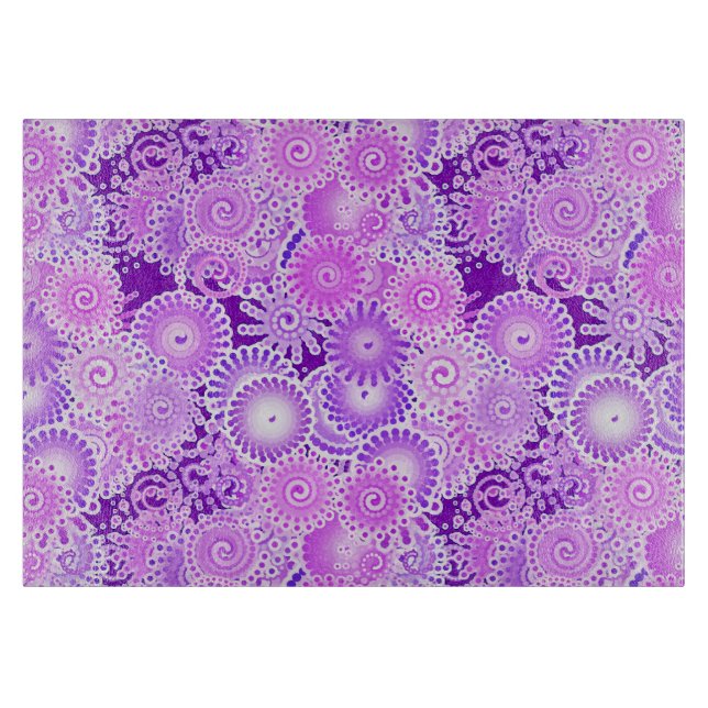 Planche À Découper Motif tourbillon fractal, tons violets (Devant)