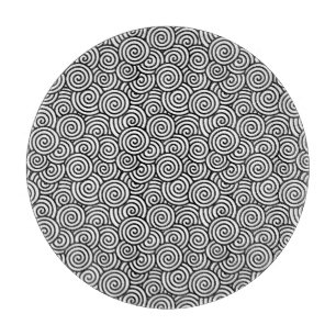 Planche À Découper Motif tourbillon japonais - blanc et noir
