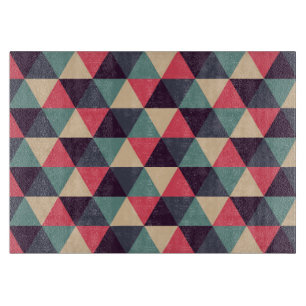 Planche À Découper Motif Triangle Turquoise Et Rose