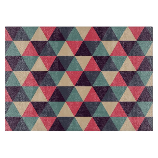 Planche À Découper Motif Triangle Turquoise Et Rose (Devant)