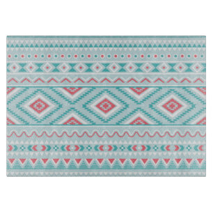 Planche À Découper Motif tribal aztèque turquoise et rose
