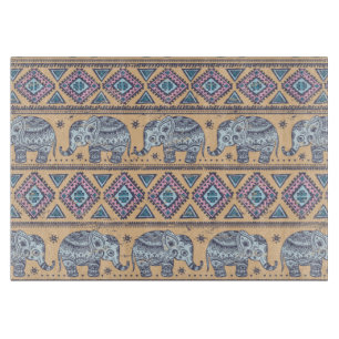 Planche À Découper Motif tribal d'éléphant ethnique bleu