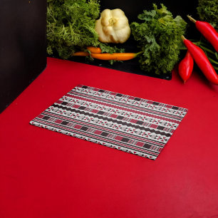 Planche À Découper Motif tribal rouge et noir