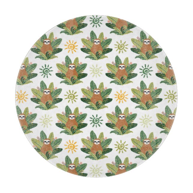 Planche À Découper Motif tropical de paresse (Devant)