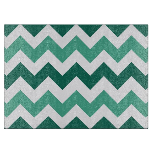 Planche À Découper Motif Turquoise et Mint Chevron (Devant)
